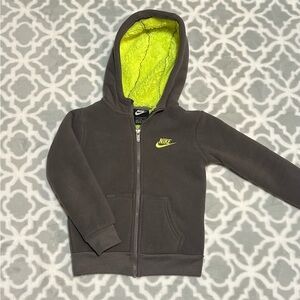 NIKE 3T Gray and Neon Green Zip Up Hoodie